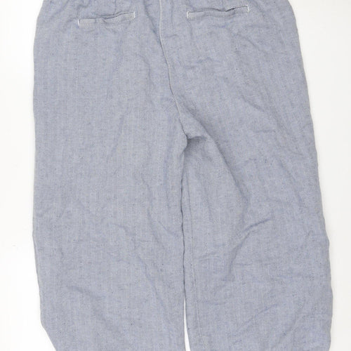 Marks and Spencer Women’s Blue UK 16 Linen Blend Herringbone Trousers