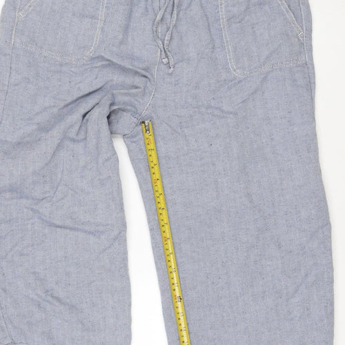 Marks and Spencer Women’s Blue UK 16 Linen Blend Herringbone Trousers