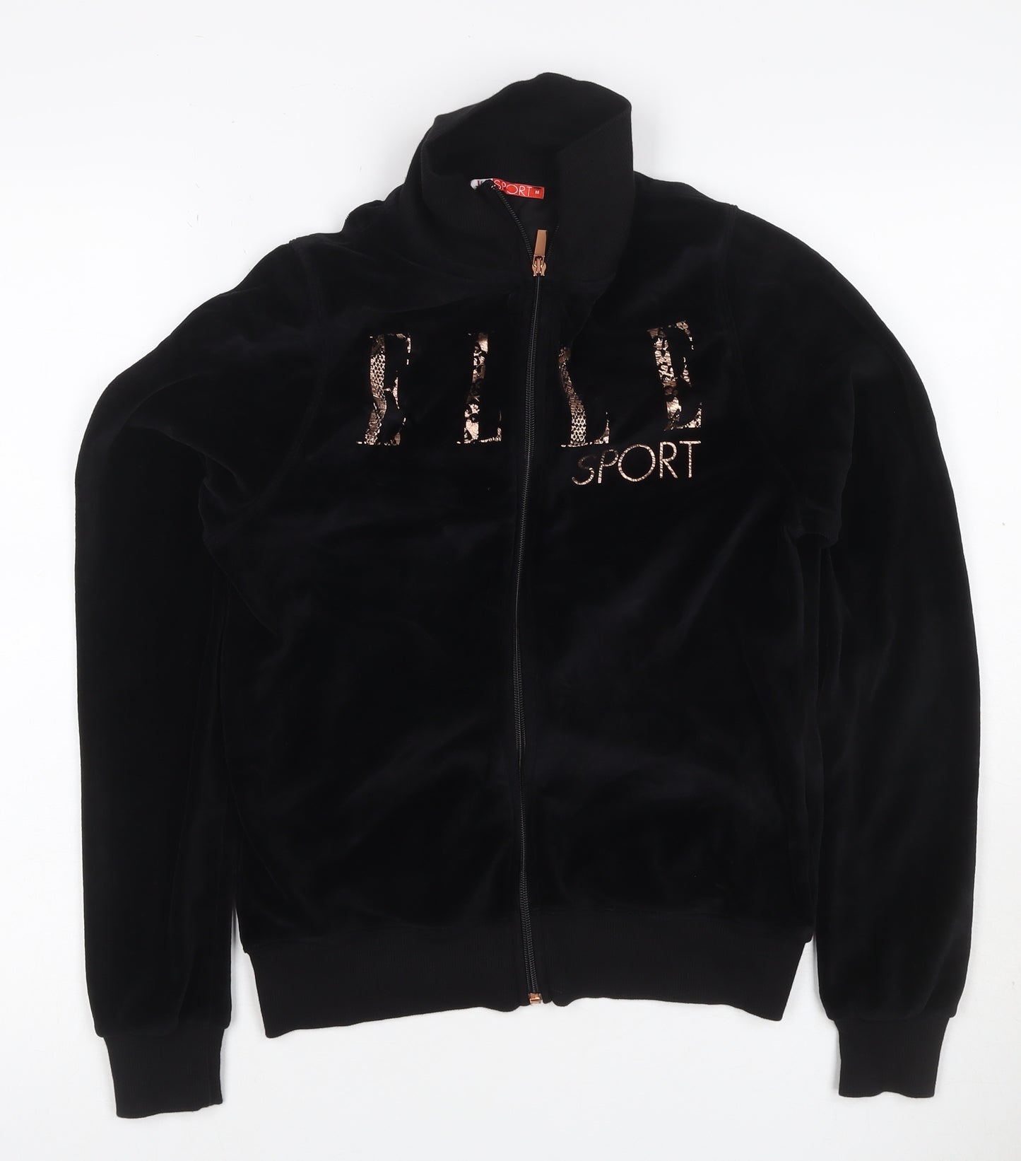 Elle Sport Women's Black UK 12 Velour Full Zip High Neck Sweatshirt