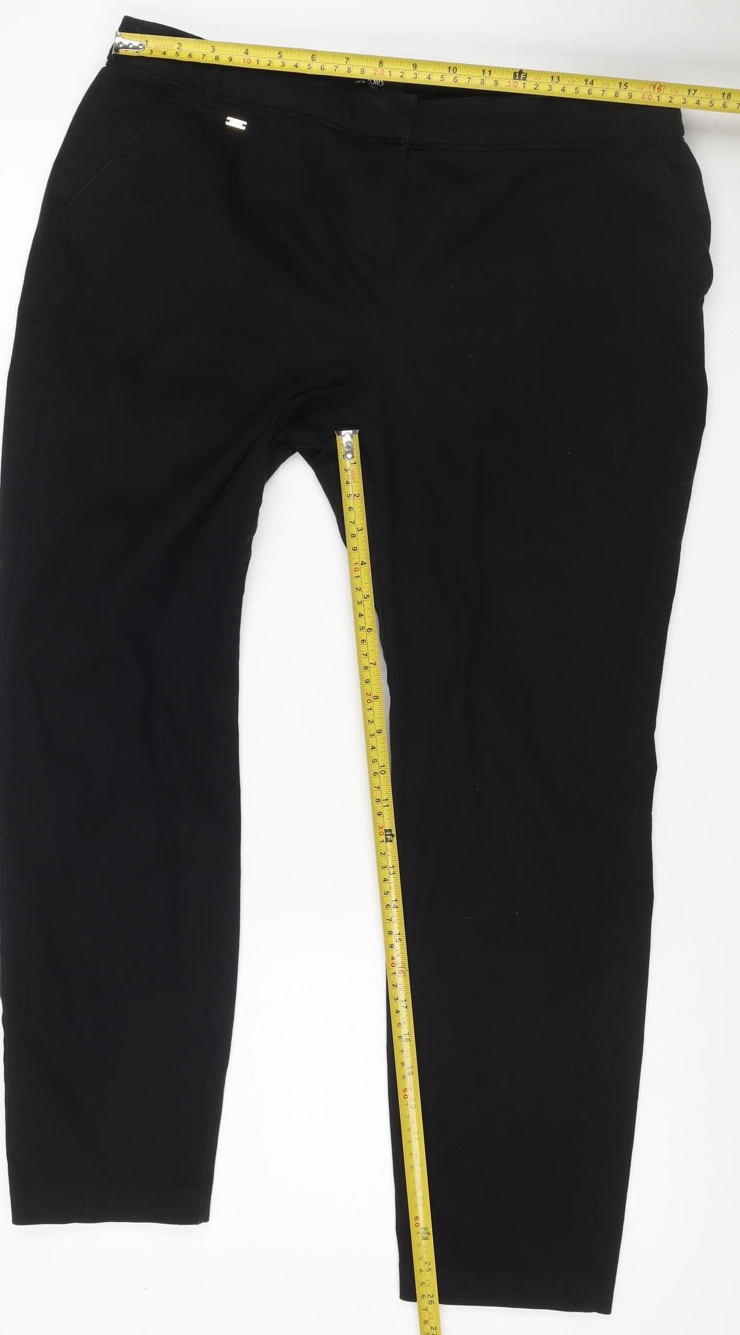 Wallis Women’s Black UK 16 Straight Leg Tailored Trousers Pockets