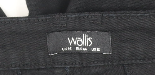 Wallis Women’s Black UK 16 Straight Leg Tailored Trousers Pockets