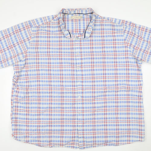 W&B Men’s Multicoloured Plaid Cotton Short Sleeve Button-Up Shirt Size 14