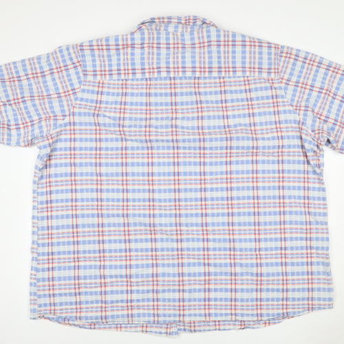 W&B Men’s Multicoloured Plaid Cotton Short Sleeve Button-Up Shirt Size 14