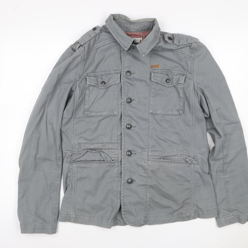 Firetrap Men’s Grey M Military Cotton Twill Button Jacket
