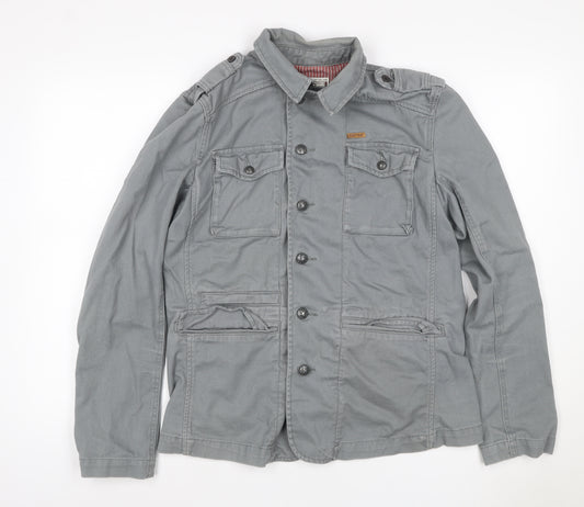 Firetrap Men’s Grey M Military Cotton Twill Button Jacket