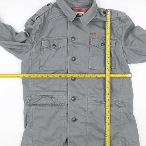 Firetrap Men’s Grey M Military Cotton Twill Button Jacket