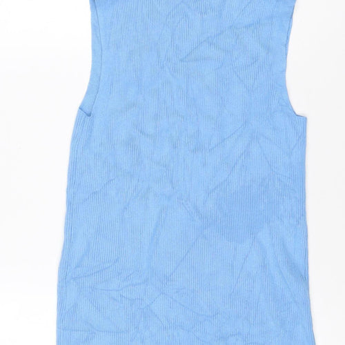 Marks and Spencer Women Blue Size 12 Ribbed Knit Tank Top