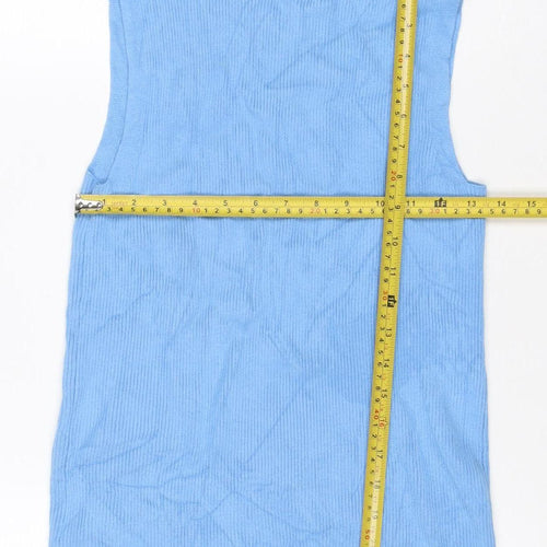 Marks and Spencer Women Blue Size 12 Ribbed Knit Tank Top