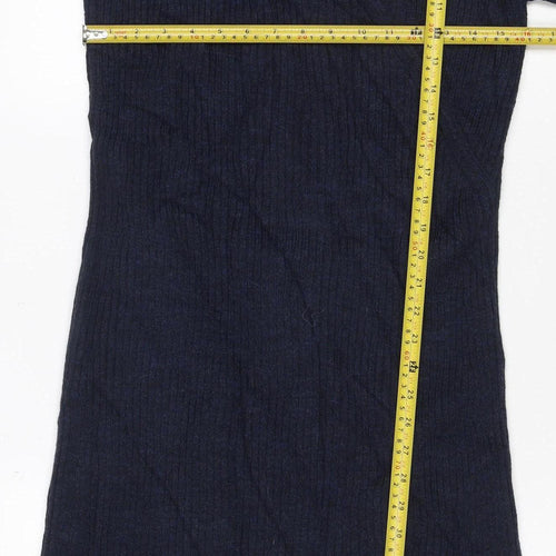 Tu Women Blue Size 16 V-Neck Long Sleeve Ribbed Knit Midi Jumper Dress