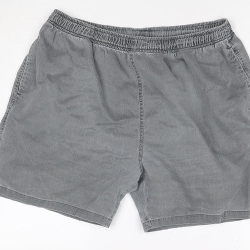 Toby Leeg Men's Grey XL Cotton Elastic Waist Casual Shorts