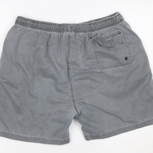 Toby Leeg Men's Grey XL Cotton Elastic Waist Casual Shorts
