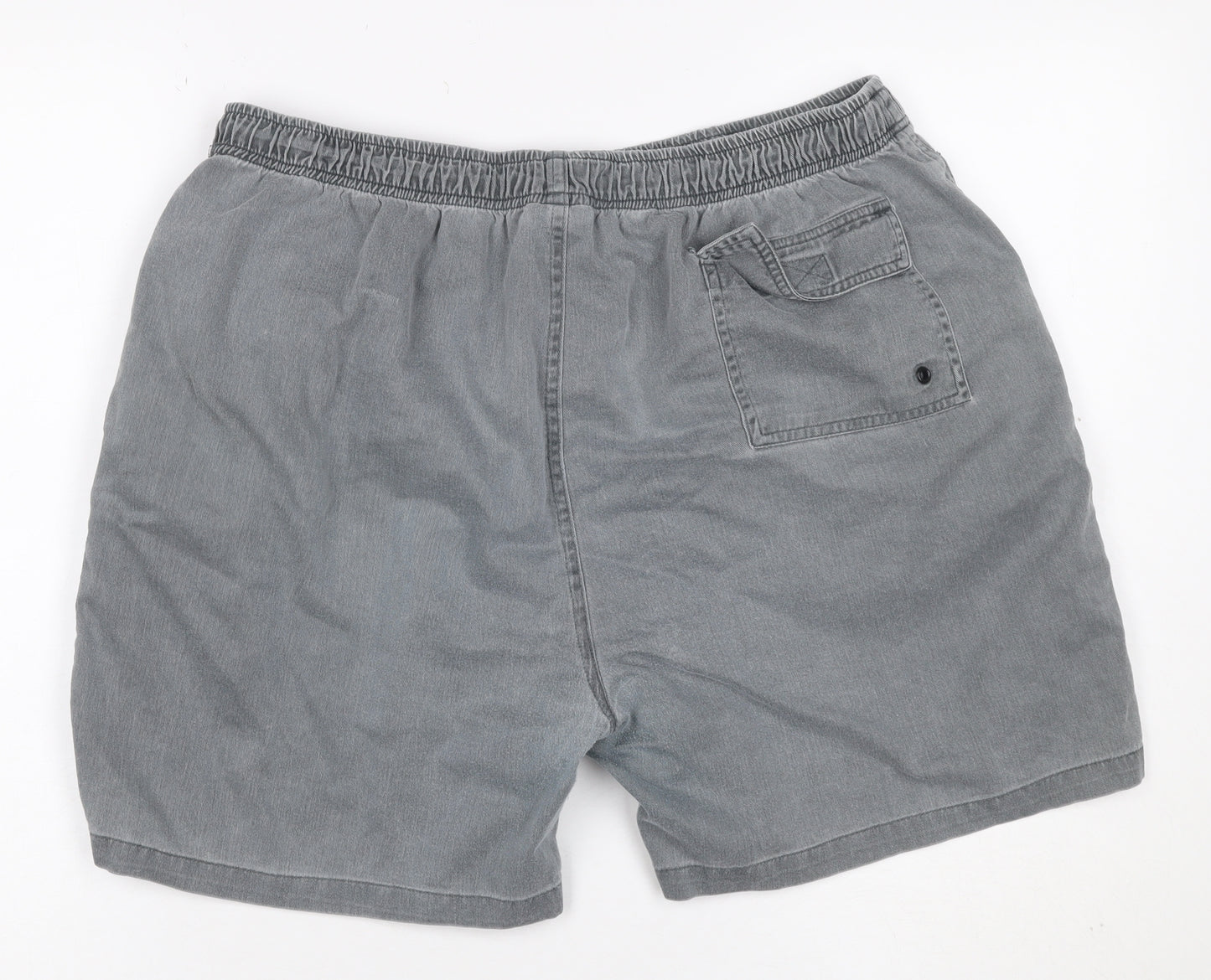 Toby Leeg Men's Grey XL Cotton Elastic Waist Casual Shorts