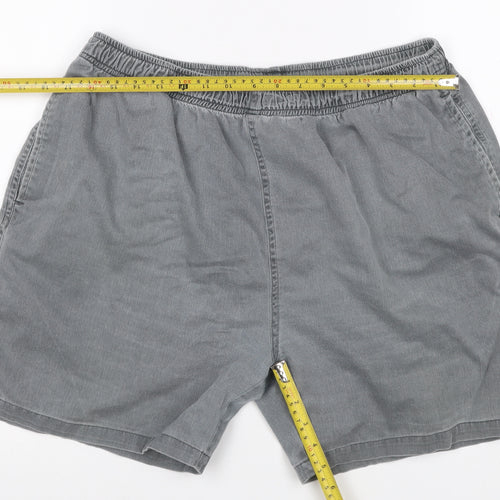 Toby Leeg Men's Grey XL Cotton Elastic Waist Casual Shorts