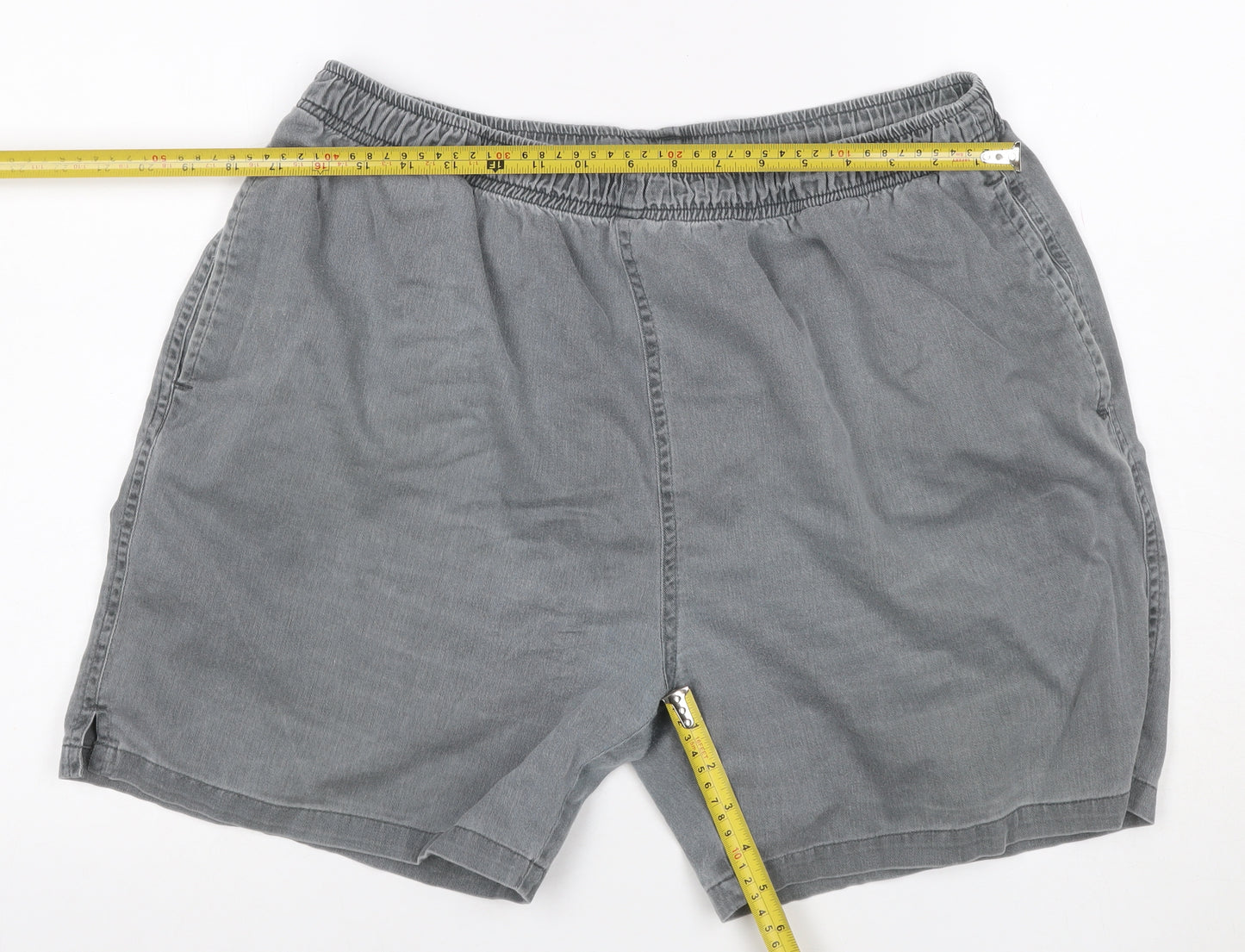 Toby Leeg Men's Grey XL Cotton Elastic Waist Casual Shorts