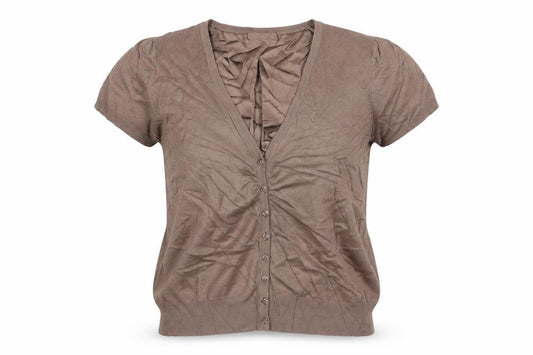 M&S Autograph Women Brown UK 12 V-Neck Ruffle Button Cardigan