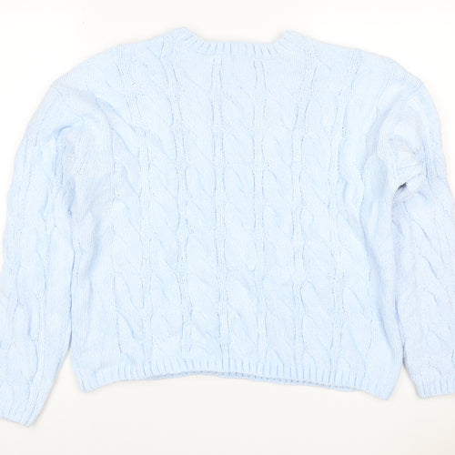 Marks and Spencer Women Blue M Cable-Knit Crew Neck Pullover Jumper