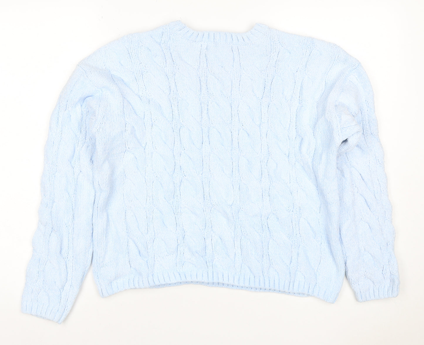 Marks and Spencer Women Blue M Cable-Knit Crew Neck Pullover Jumper