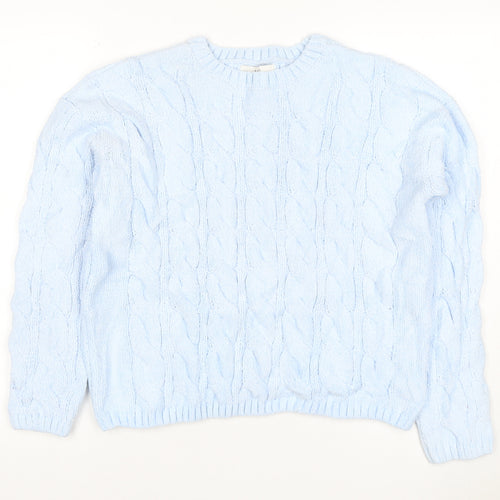 Marks and Spencer Women Blue M Cable-Knit Crew Neck Pullover Jumper