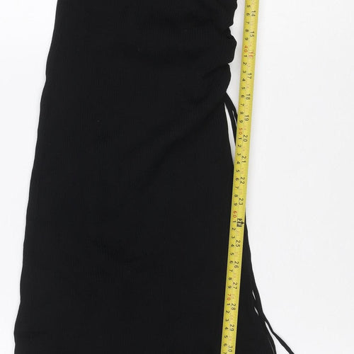MII Women’s Black S Maxi Bodycon Ribbed Knit Long Sleeve Dress