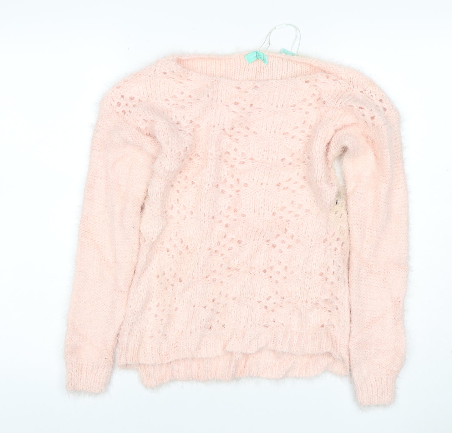 Aftershock Women Pink One Size Fluffy Open-Knit Long Sleeve Jumper