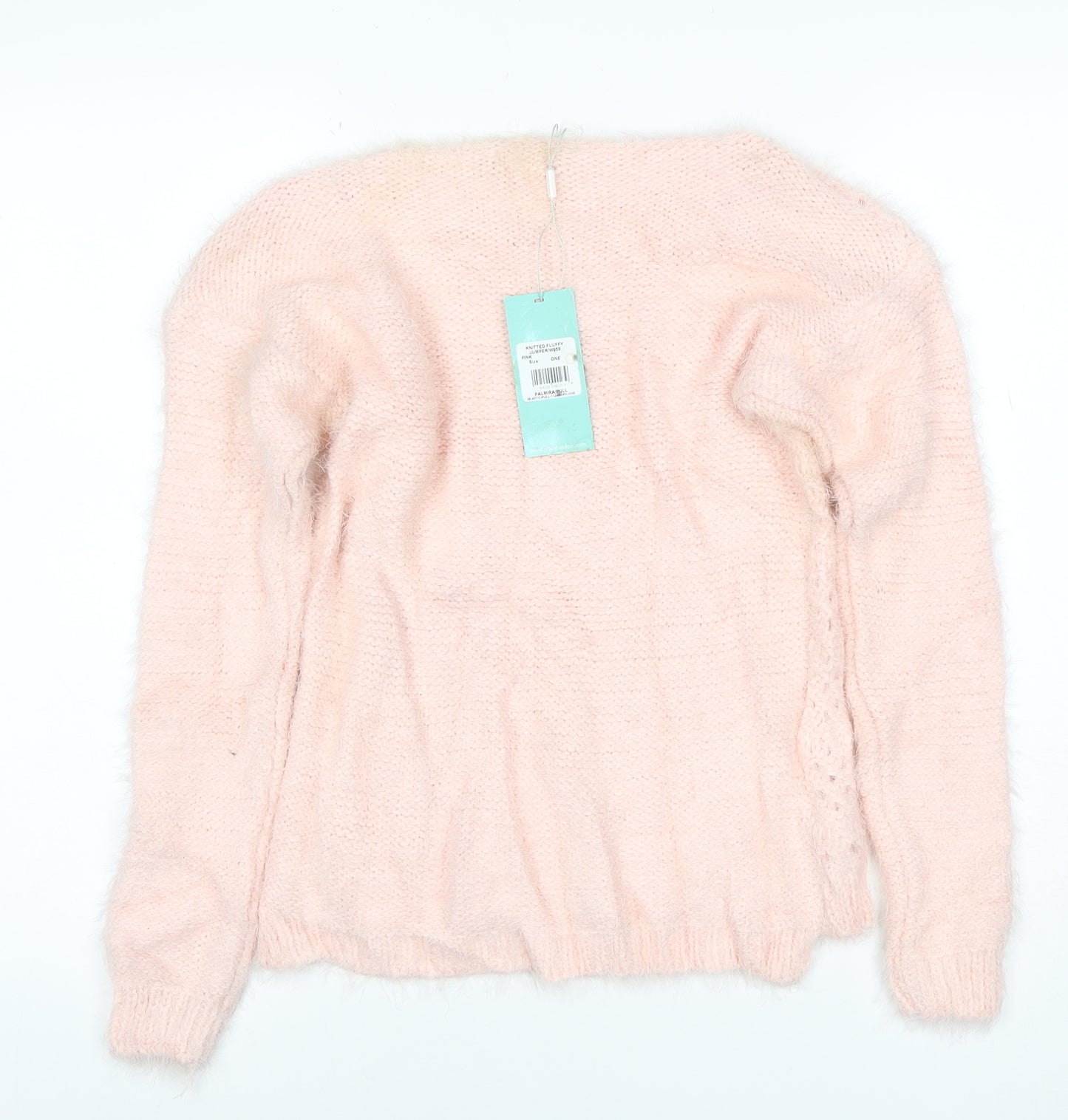 Aftershock Women Pink One Size Fluffy Open-Knit Long Sleeve Jumper
