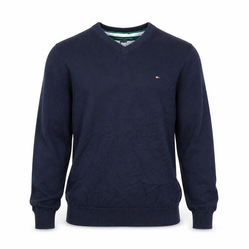 Tommy Hilfiger Men’s Blue XS V-Neck Cotton Golf Pullover Jumper