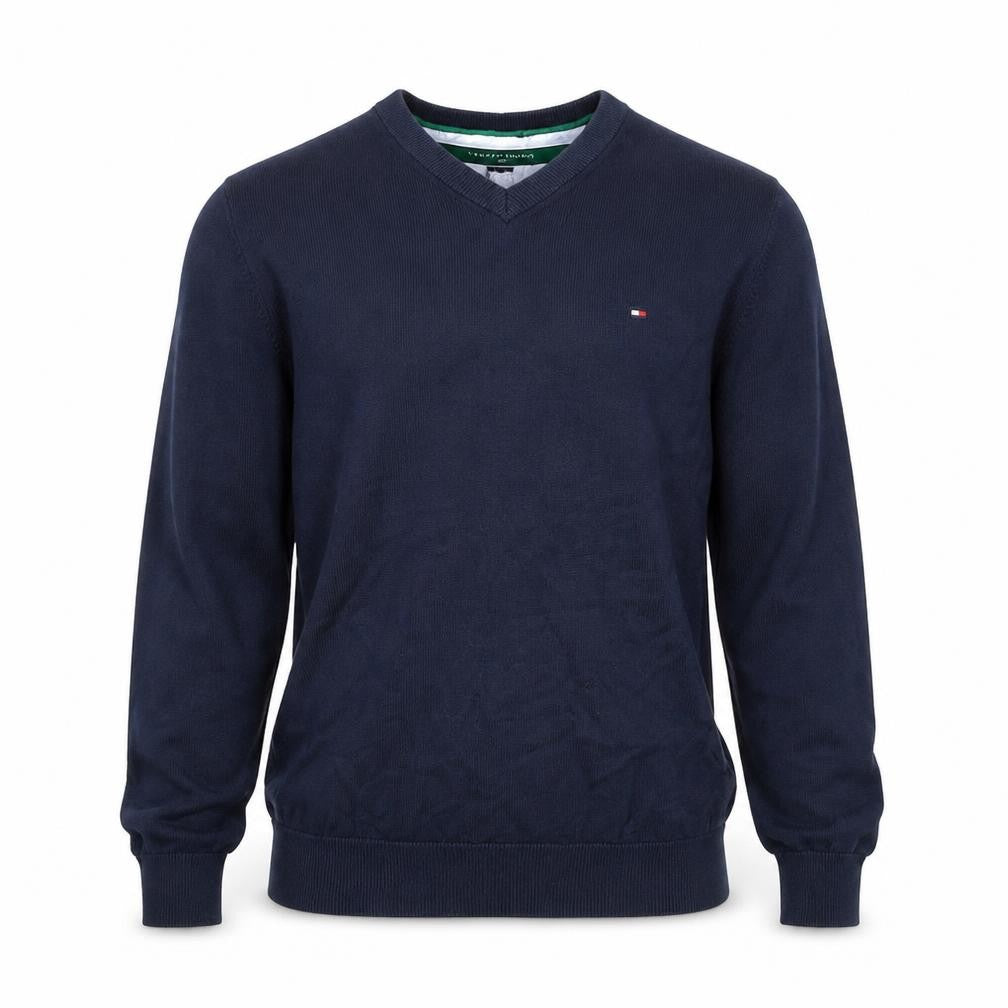 Tommy Hilfiger Men’s Blue XS V-Neck Cotton Golf Pullover Jumper