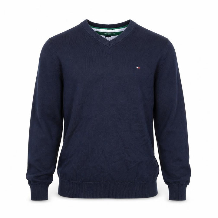 Tommy Hilfiger Men’s Blue XS V-Neck Cotton Golf Pullover Jumper