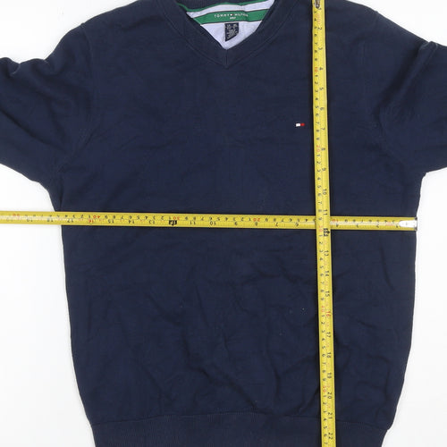 Tommy Hilfiger Men’s Blue XS V-Neck Cotton Golf Pullover Jumper