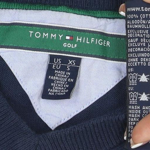Tommy Hilfiger Men’s Blue XS V-Neck Cotton Golf Pullover Jumper