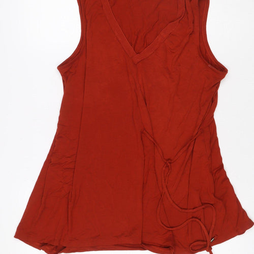 Per Una Women Orange UK 18 Sleeveless Drawstring Jersey Camisole Top