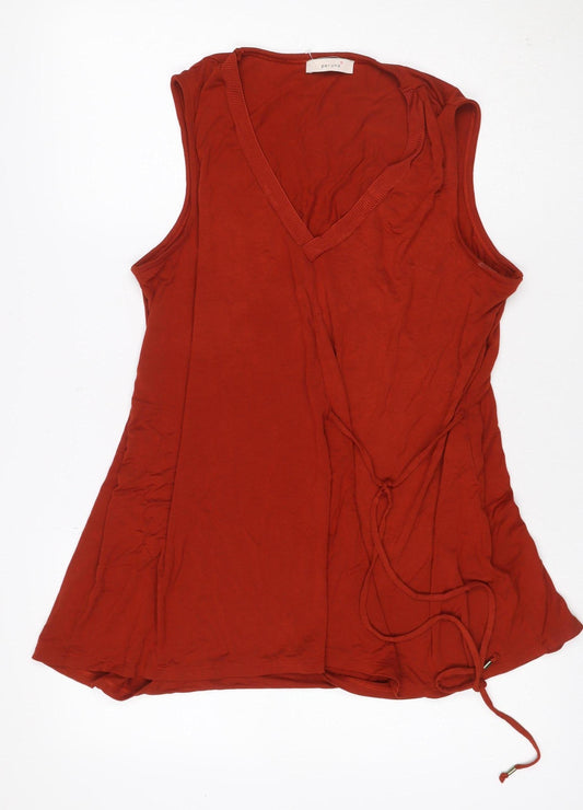 Per Una Women Orange UK 18 Sleeveless Drawstring Jersey Camisole Top