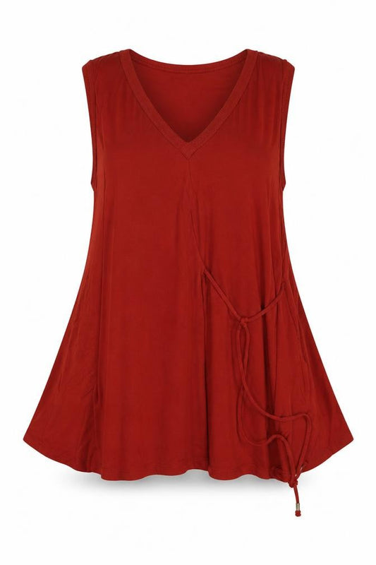 Per Una Women Orange UK 18 Sleeveless Drawstring Jersey Camisole Top