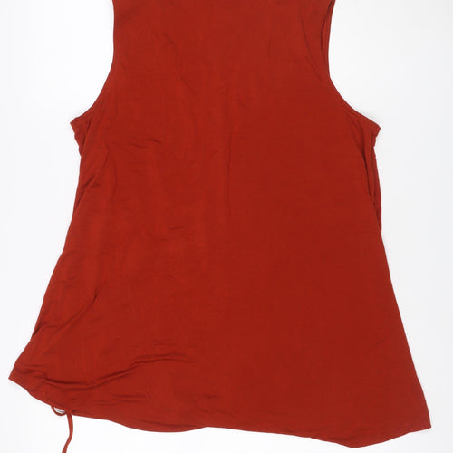 Per Una Women Orange UK 18 Sleeveless Drawstring Jersey Camisole Top
