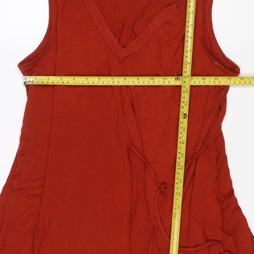 Per Una Women Orange UK 18 Sleeveless Drawstring Jersey Camisole Top