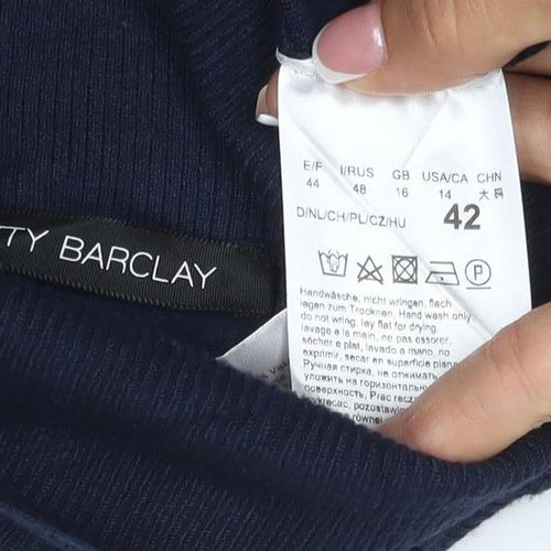 Betty Barclay Women Blue UK 14 Roll Neck Long Sleeve Knit Jumper