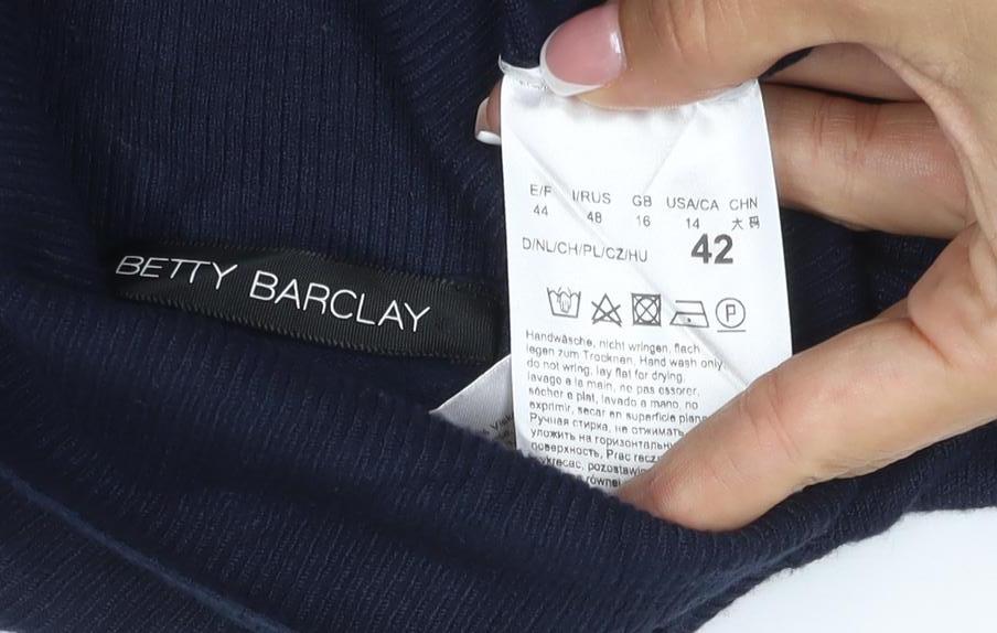 Betty Barclay Women Blue UK 14 Roll Neck Long Sleeve Knit Jumper