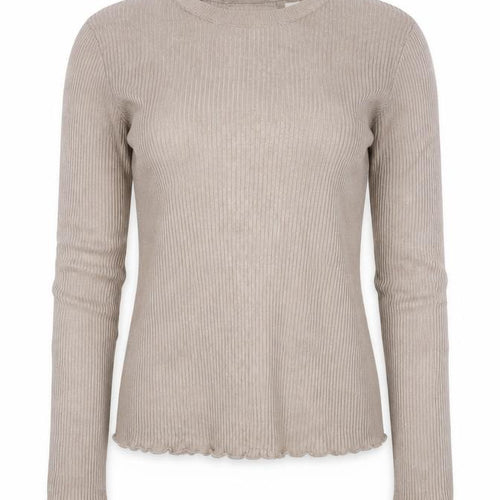 Pull&Bear Women Beige S Ribbed Crew Neck Slim Fit Jumper