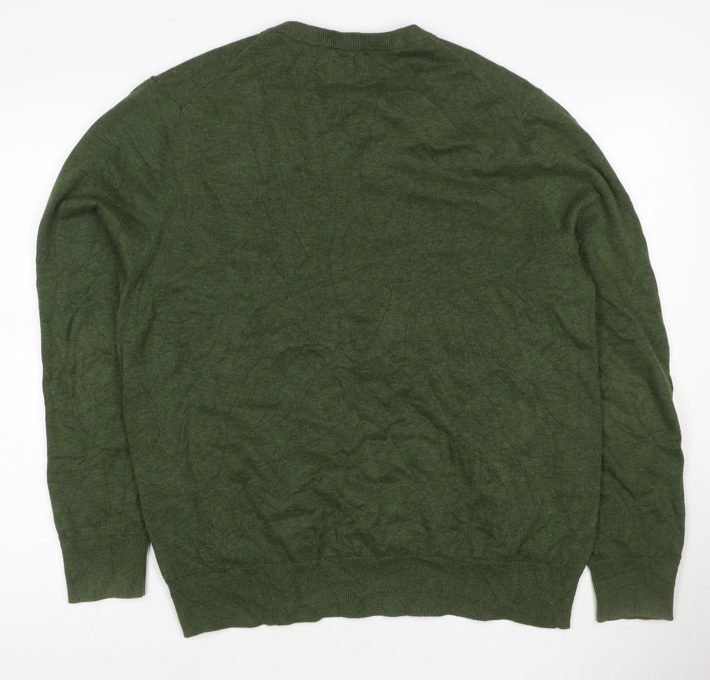 Howick Men’s Green L V-Neck Organic Cotton Knit Pullover Jumper