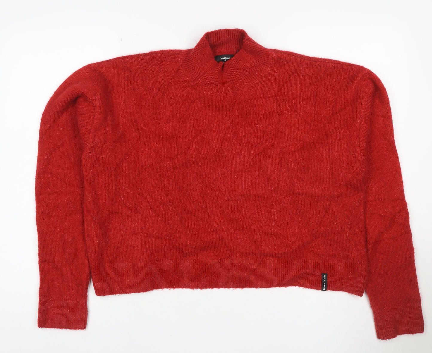 Superdry Women’s Red UK 12 Roll Neck Wool Blend Knit Jumper