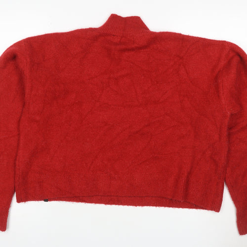Superdry Women’s Red UK 12 Roll Neck Wool Blend Knit Jumper