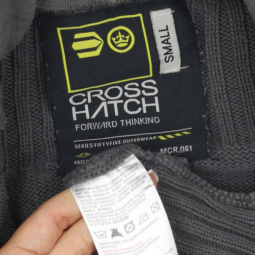 Crosshatch Men’s Grey Small Hooded Knit Military Button Jacket