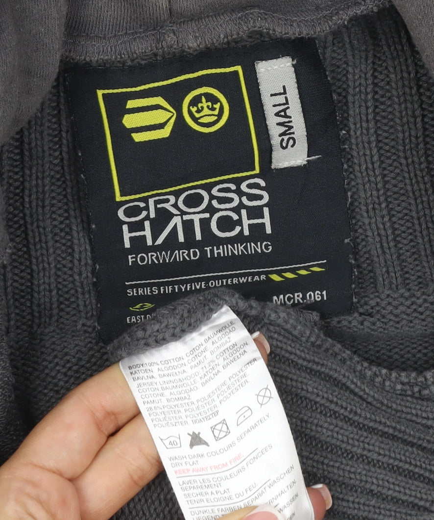 Crosshatch Men’s Grey Small Hooded Knit Military Button Jacket