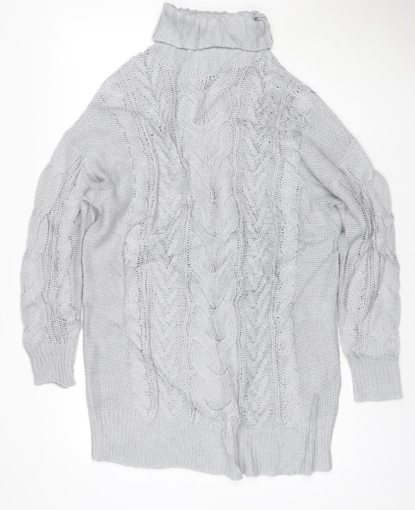 Ooh! Baby Women Grey M Cable Knit Roll Neck Chunky Pullover Jumper