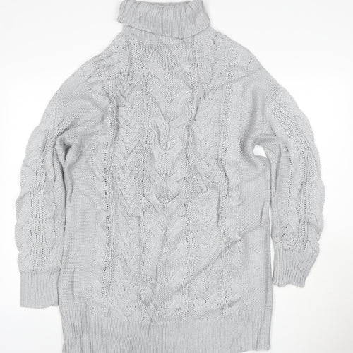 Ooh! Baby Women Grey M Cable Knit Roll Neck Chunky Pullover Jumper
