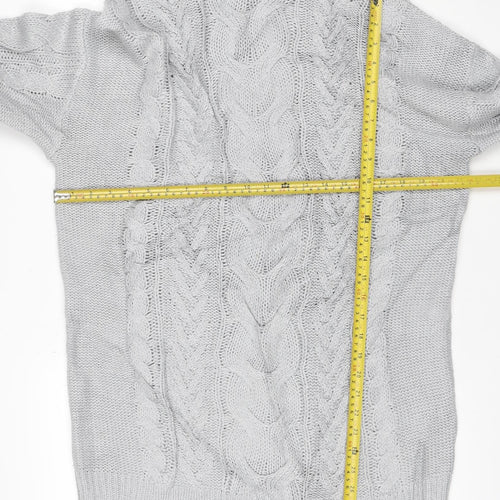 Ooh! Baby Women Grey M Cable Knit Roll Neck Chunky Pullover Jumper