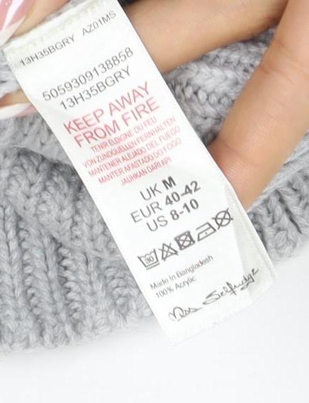 Ooh! Baby Women Grey M Cable Knit Roll Neck Chunky Pullover Jumper