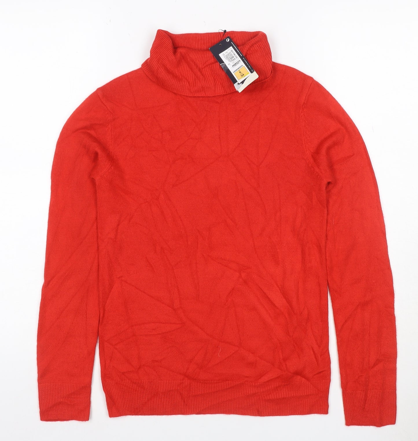 Marks & Spencer Women Red Cashmere Roll Neck Pullover Jumper UK 6