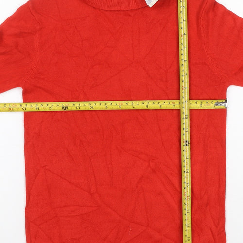 Marks & Spencer Women Red Cashmere Roll Neck Pullover Jumper UK 6