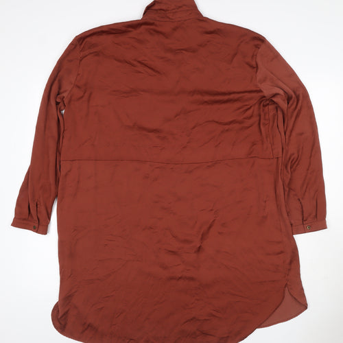Next Women Brown UK 18 Long Sleeve Collared Shirt Dress
